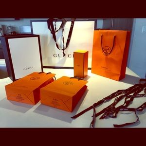 Designer Hermès/Gucci shopping bags & boxes